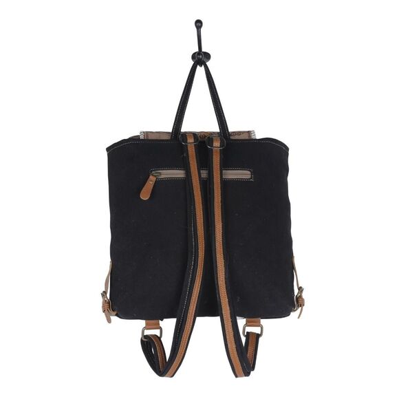 Myra Bag Handmade Padauk Hand Tooled Bag Upcycled Canvas & Cowhide Leather - Picture 6 of 9